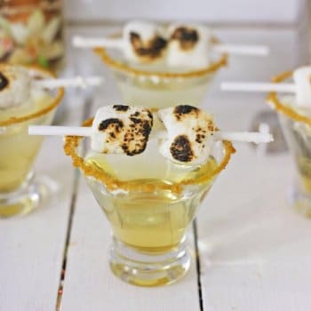 Toasted marshmallow martinis on table