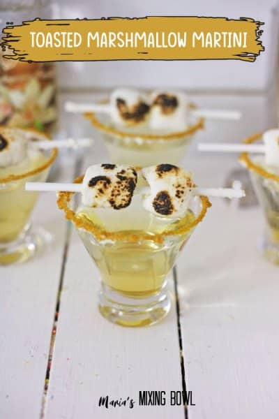 Toasted marshmallow martinis on table