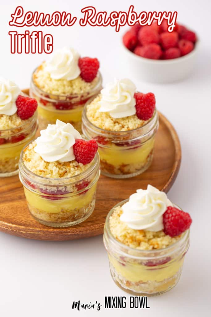 lemon raspberry mason jar trifles with text for pinterest