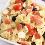 Pepperoni Pasta Salad pinterest pin with the recipe name in text
