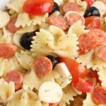 Pepperoni Pasta Salad pinterest pin with the recipe name in text