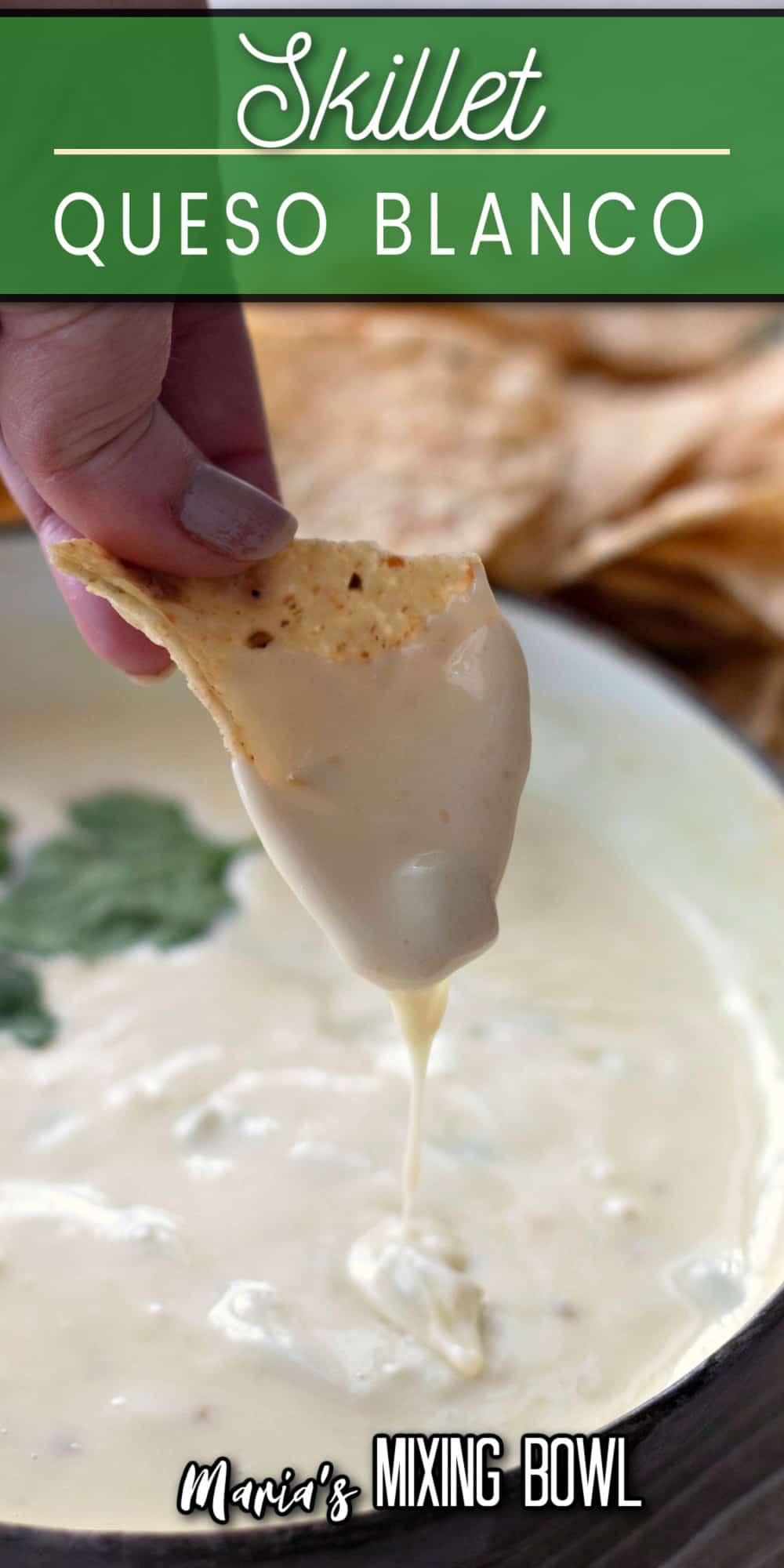 Skillet Queso Blanco pinterst image with text