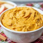 white bowl filled with easy pumpkin dip