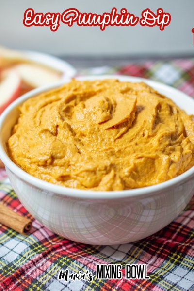 white bowl filled with easy pumpkin dip