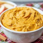 white bowl filled with easy pumpkin dip with the name in text