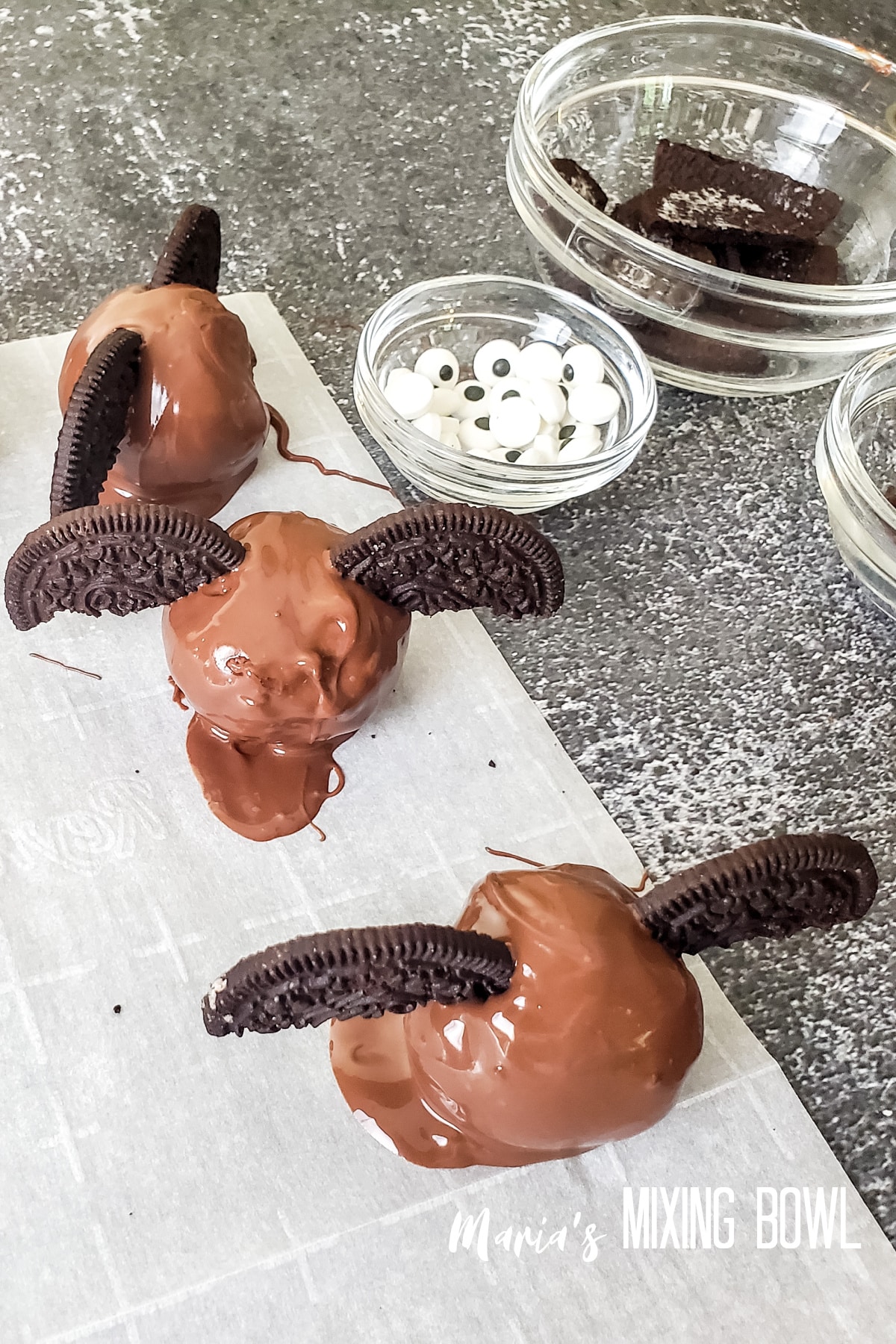 bat truffles on a wax paper