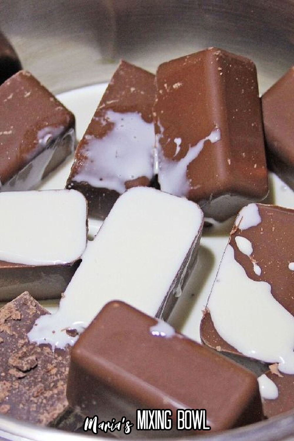 chocolate and heavy cream in a pot