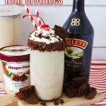 finished baileys milkshake on a wooden cutting board