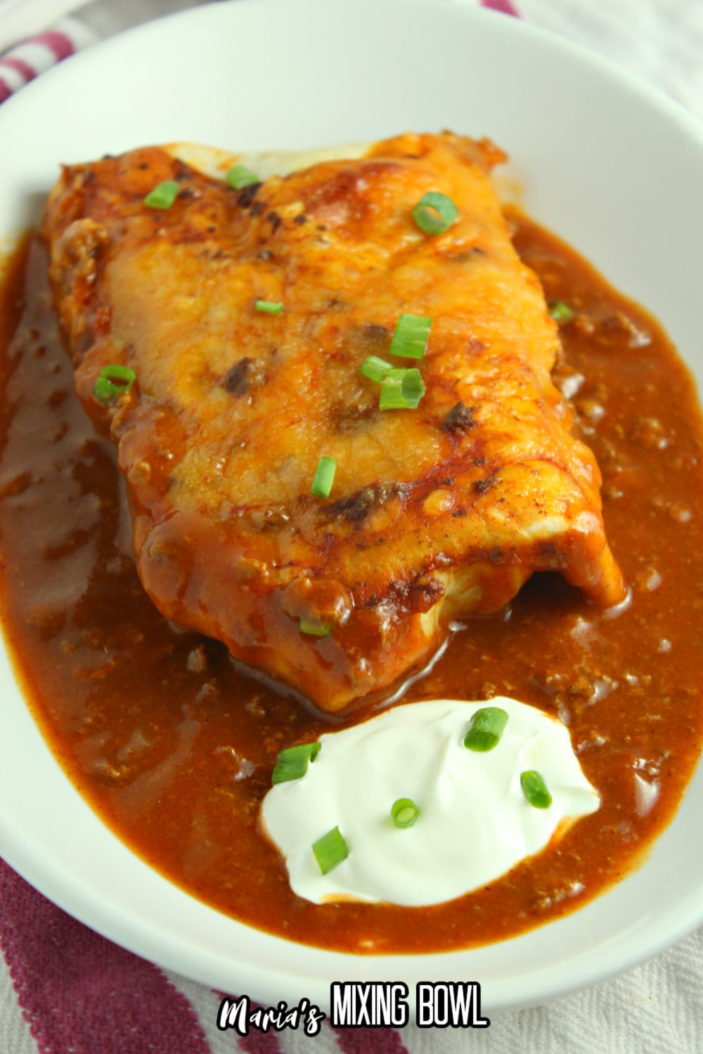 easy wet burritos on a white plate