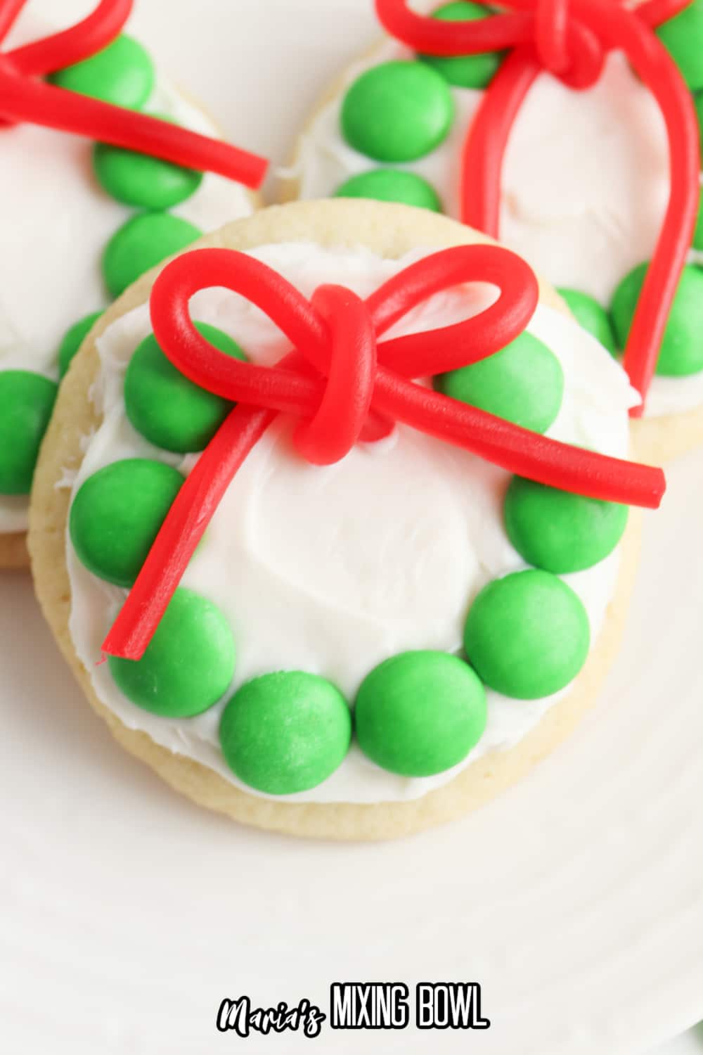 close up of a wreath cookie