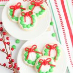 6 easy wreath cookies on white plate with the name in text for pinterest