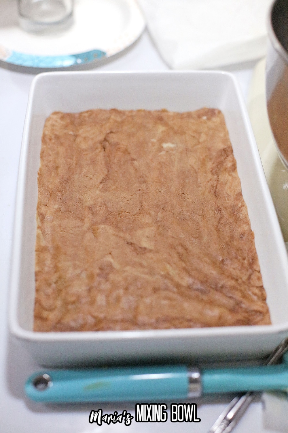 baked bars in a white baking dish