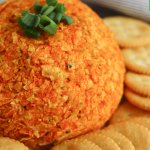 whole nacho cheese ball with the name in text for pinterest