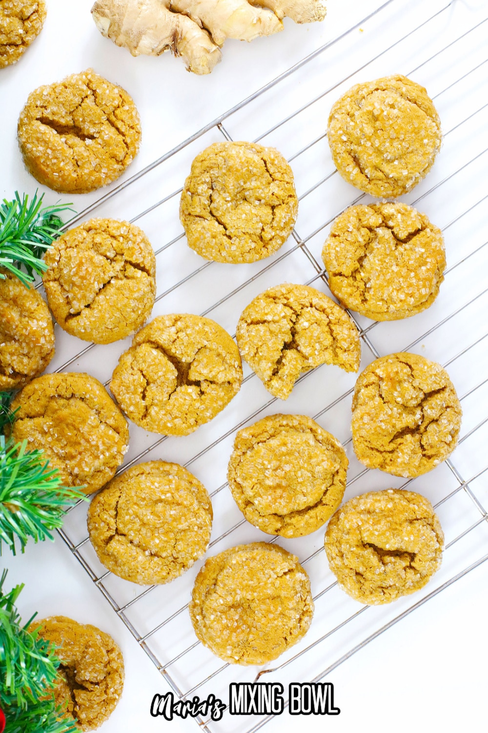 old fashioned ginger snaps on a cooling rack