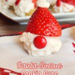 santa gnome cookie cup on a christmas napkin