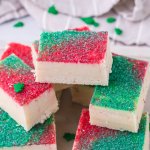 sugar cookie fudge in a pyramid with the name in text