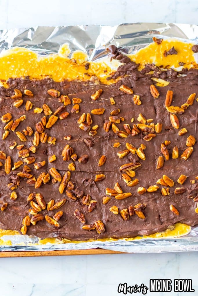 bark on a foiled lined baking sheet