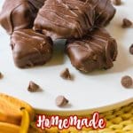 stack of homemade 3 musketeers on a white plate with the name in text for pinterest