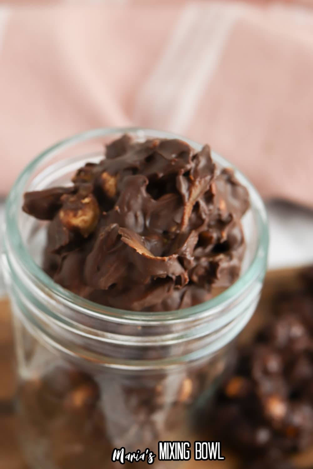 crockpot turtle candy in a mason jar