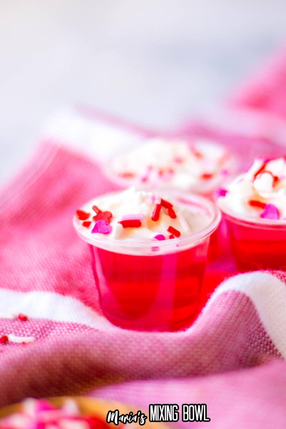 close up of a valentines day jello shot