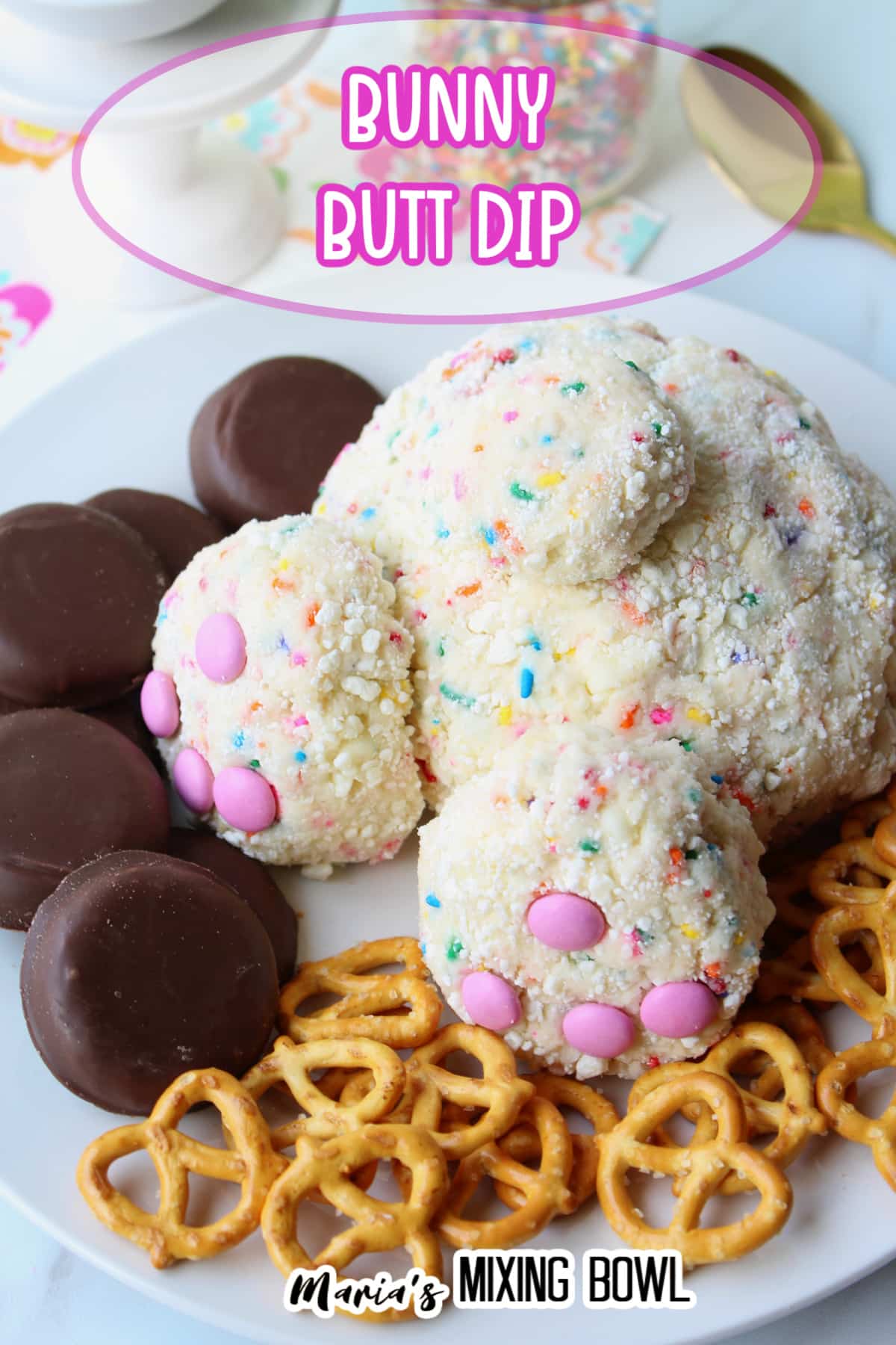 bunny butt dip on a white plate