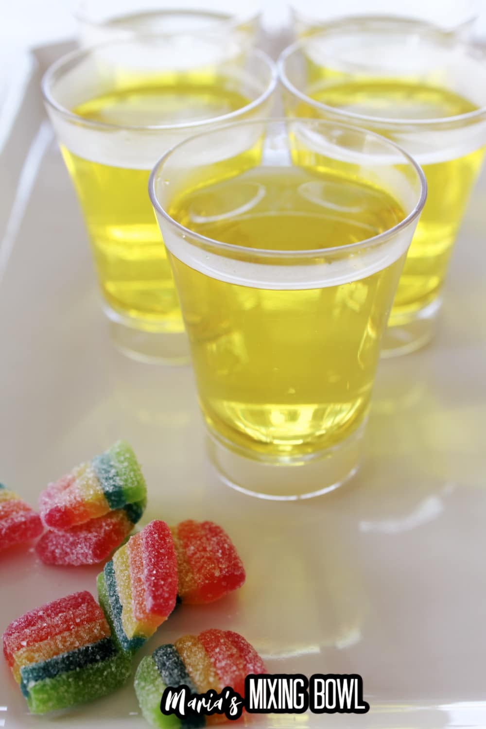lemon jello in a shoot glasses