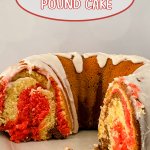 cut neapolitan pound cake on a white plate
