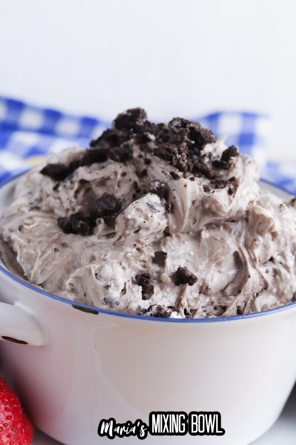 oreo cheesecake dip in a white bowl