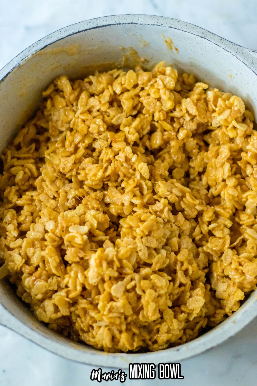 rice krispie treats in a saucepan