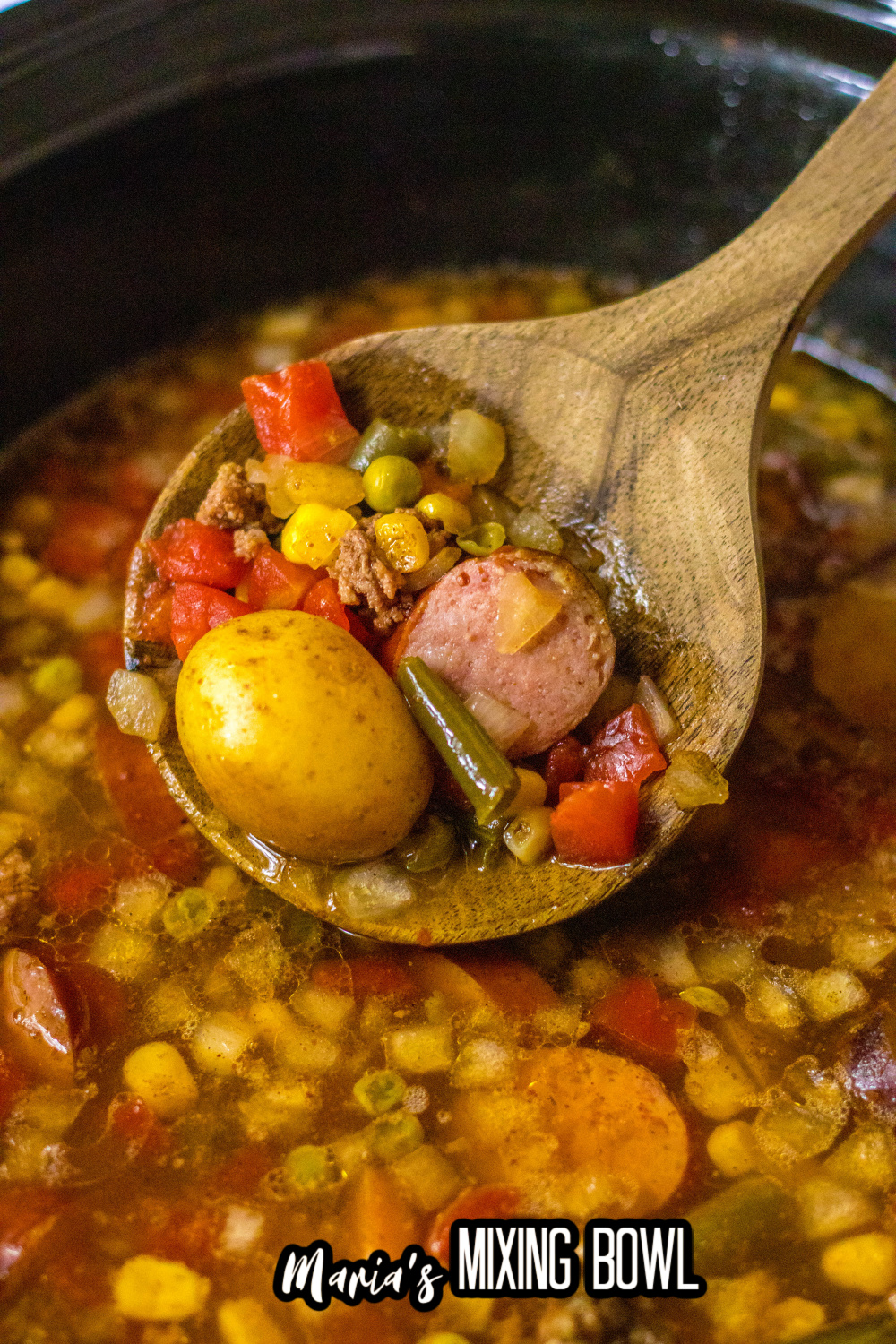 wooden spoon filled cowboy stew