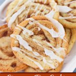 stack of cinnamon bun cookies on a white plate