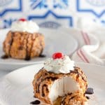 ball of fried ice cream on a white plate