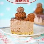 slice of ferrero roche cheesecake on a small white saucer