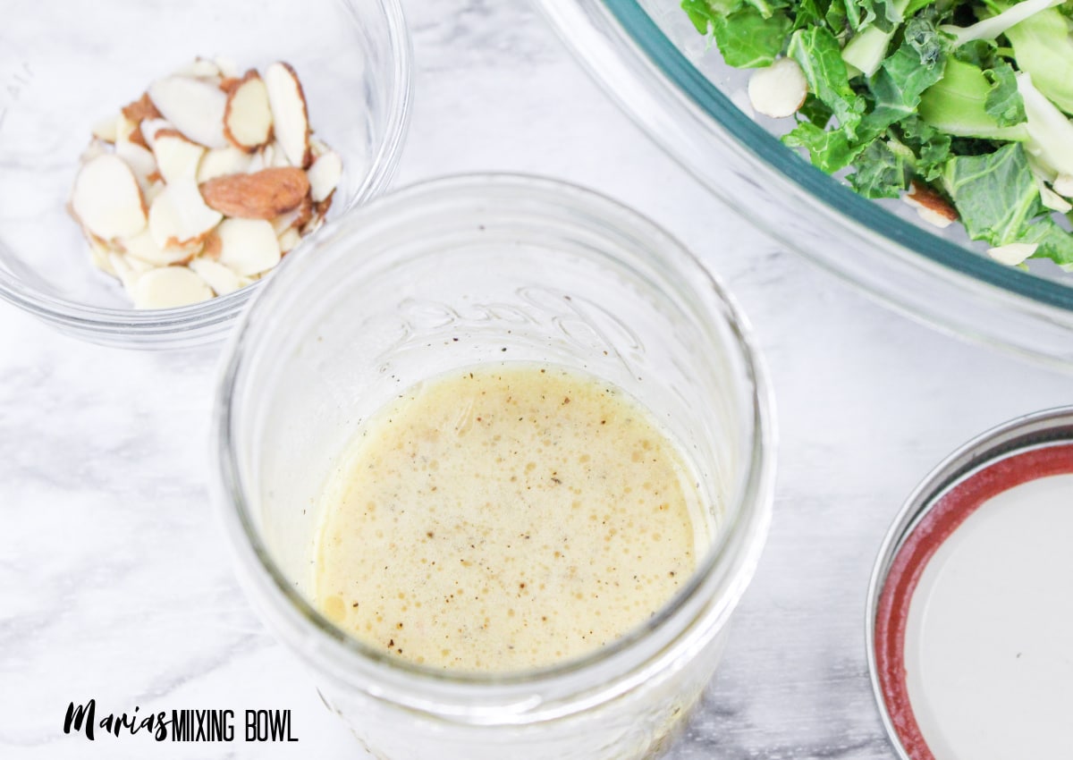 homemade dressing in a glass mason jar