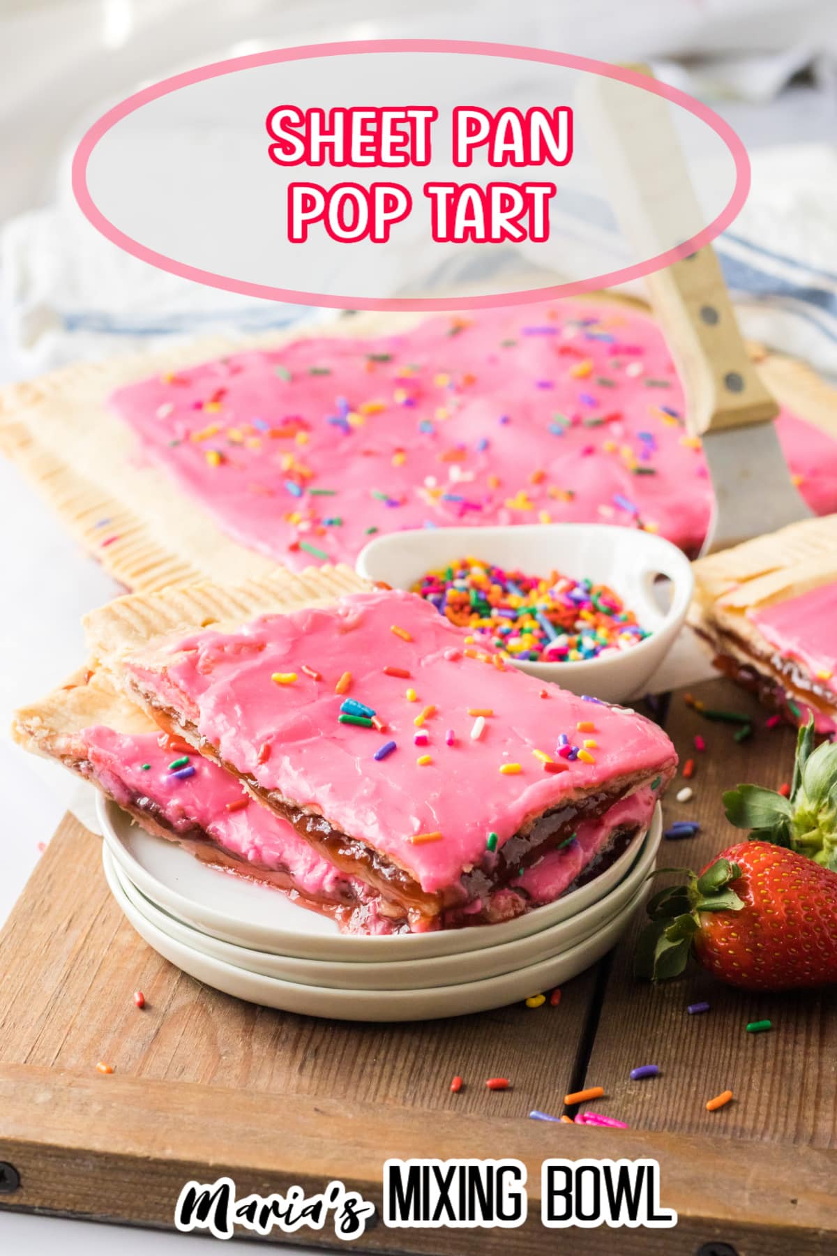slices of sheet pan pop tart on small white plates