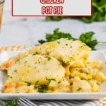 slow cooker chicken pot pie on a white plate