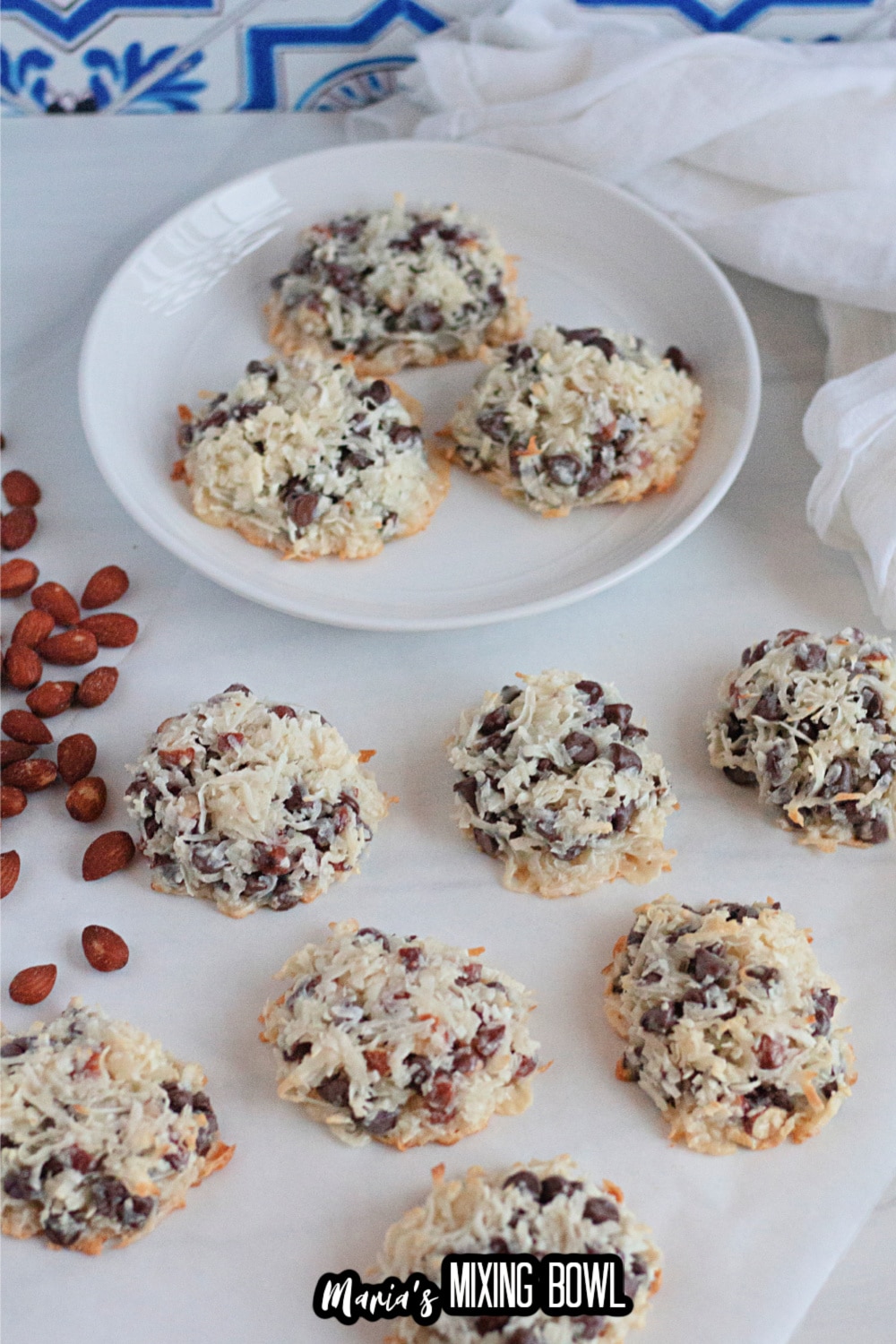 almond joy cookies on a white background