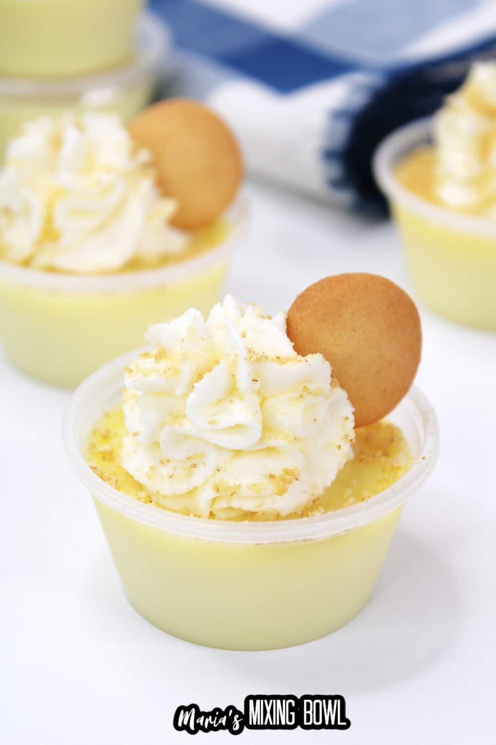 banana cream pie shots on a white background