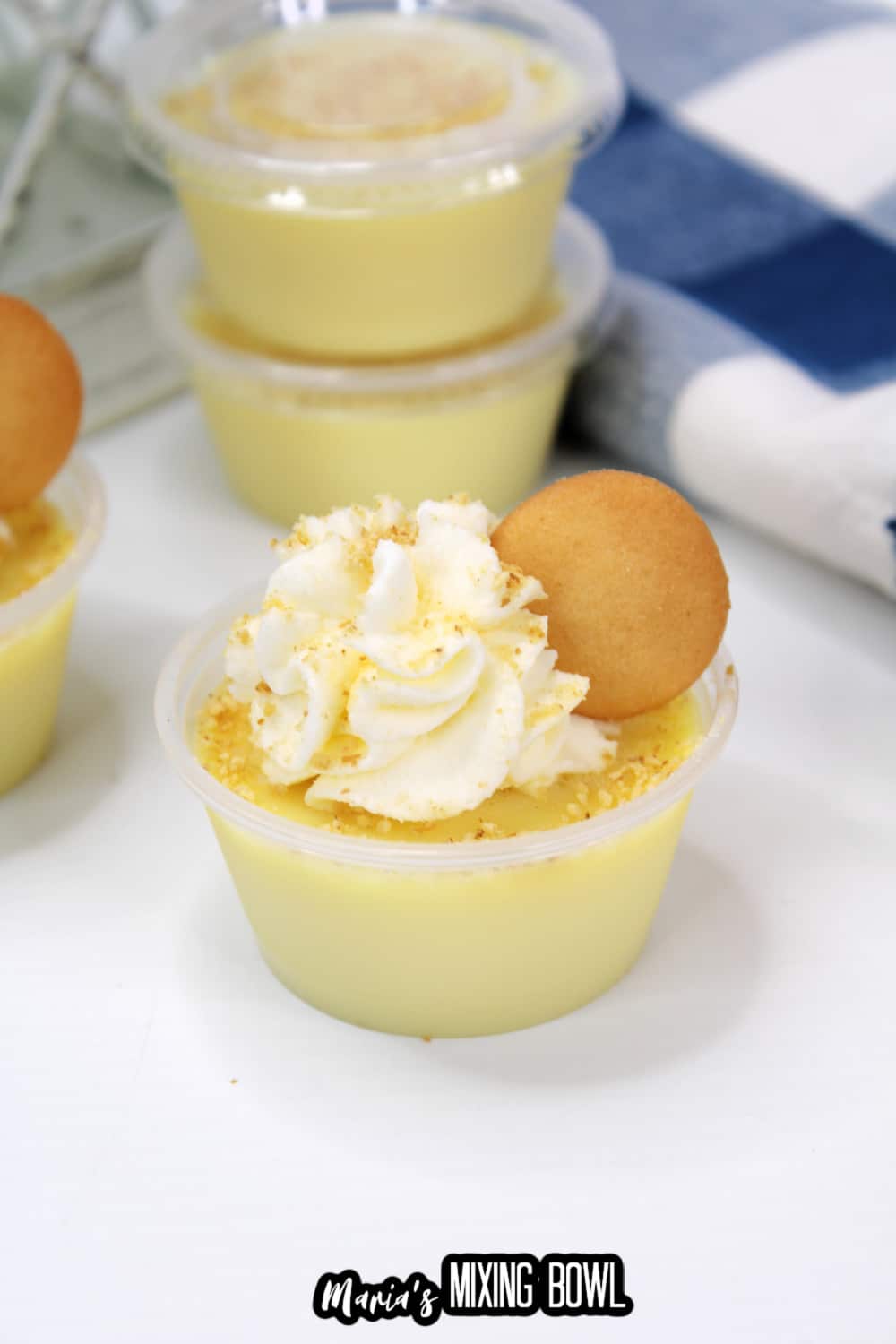 banana cream pie shots on a white background
