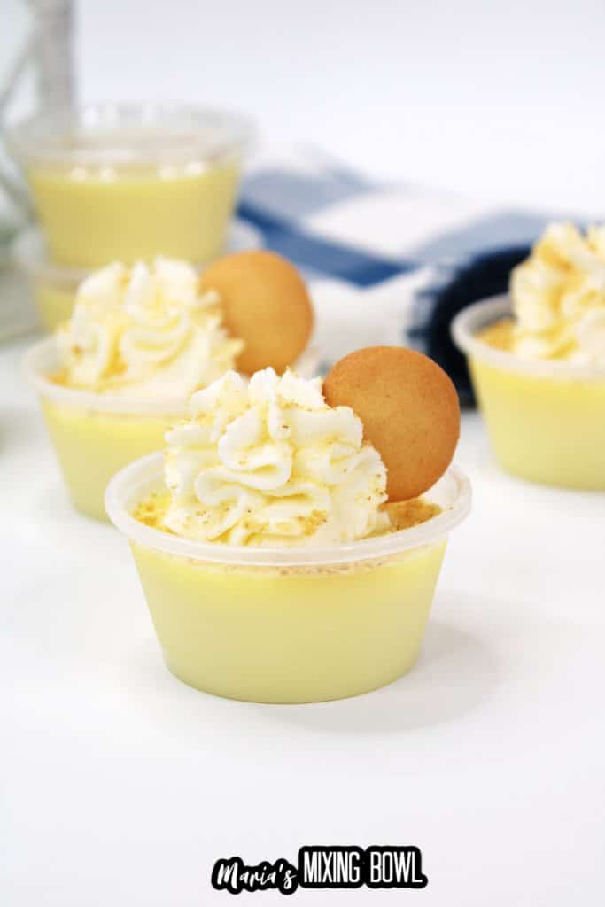 banana cream pie shots on a white background