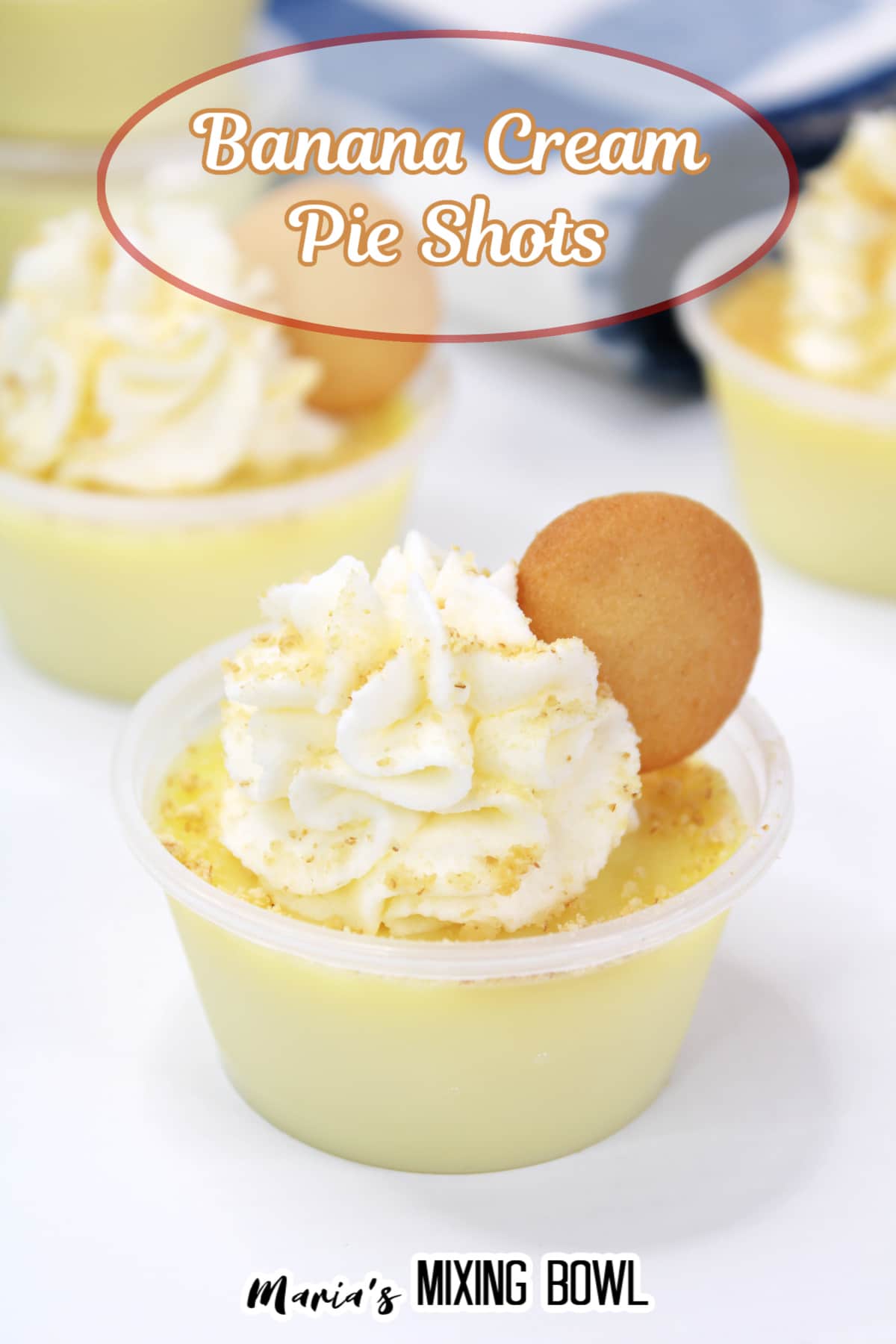 banana cream pie shots on a white background