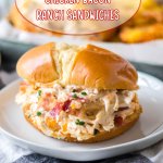 chicken bacon ranch sandwich on a white plate