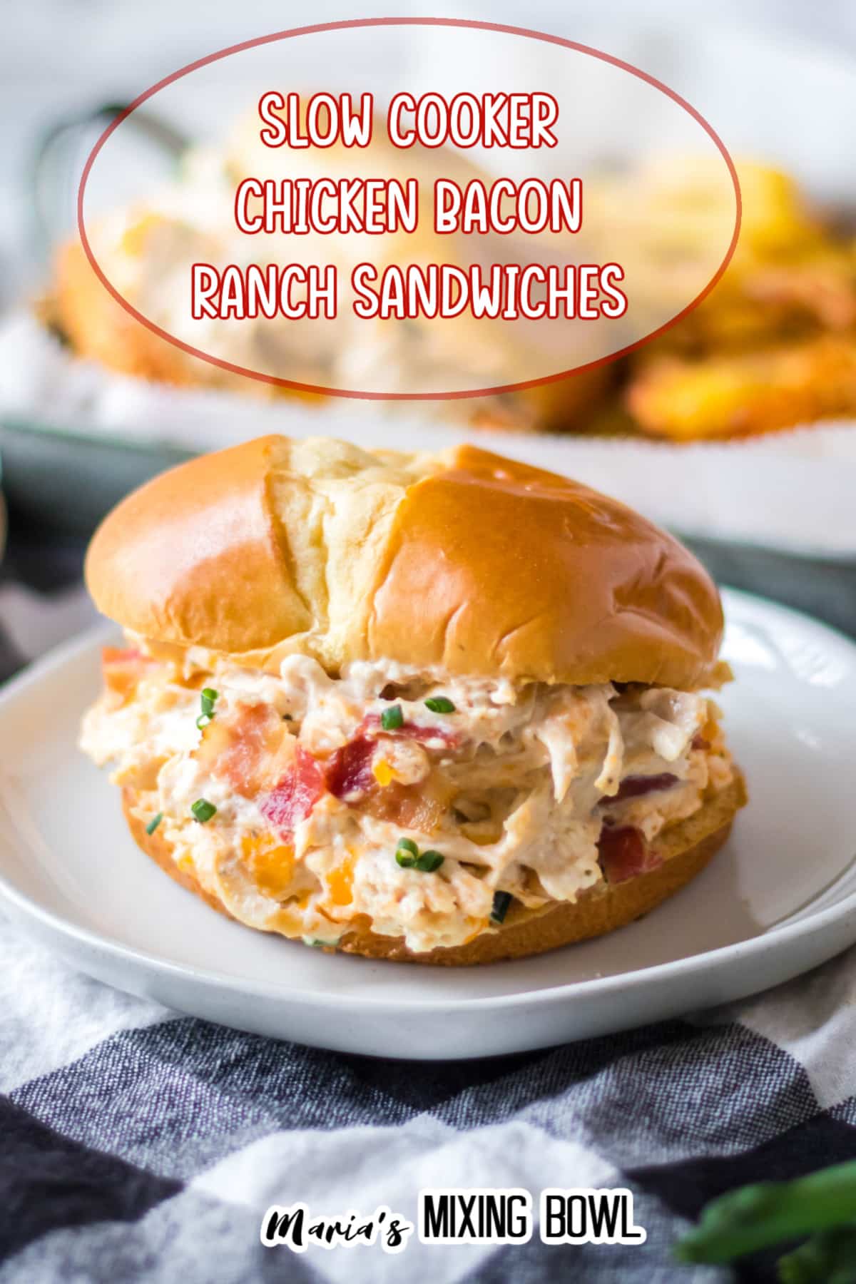 chicken bacon ranch sandwich on a white plate