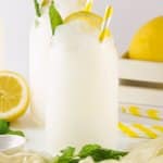 two lemonade slushies on a white backround