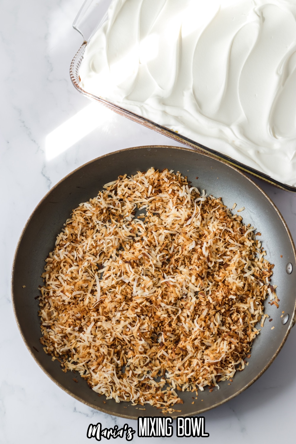 toasted coconut in a nonstick skillet