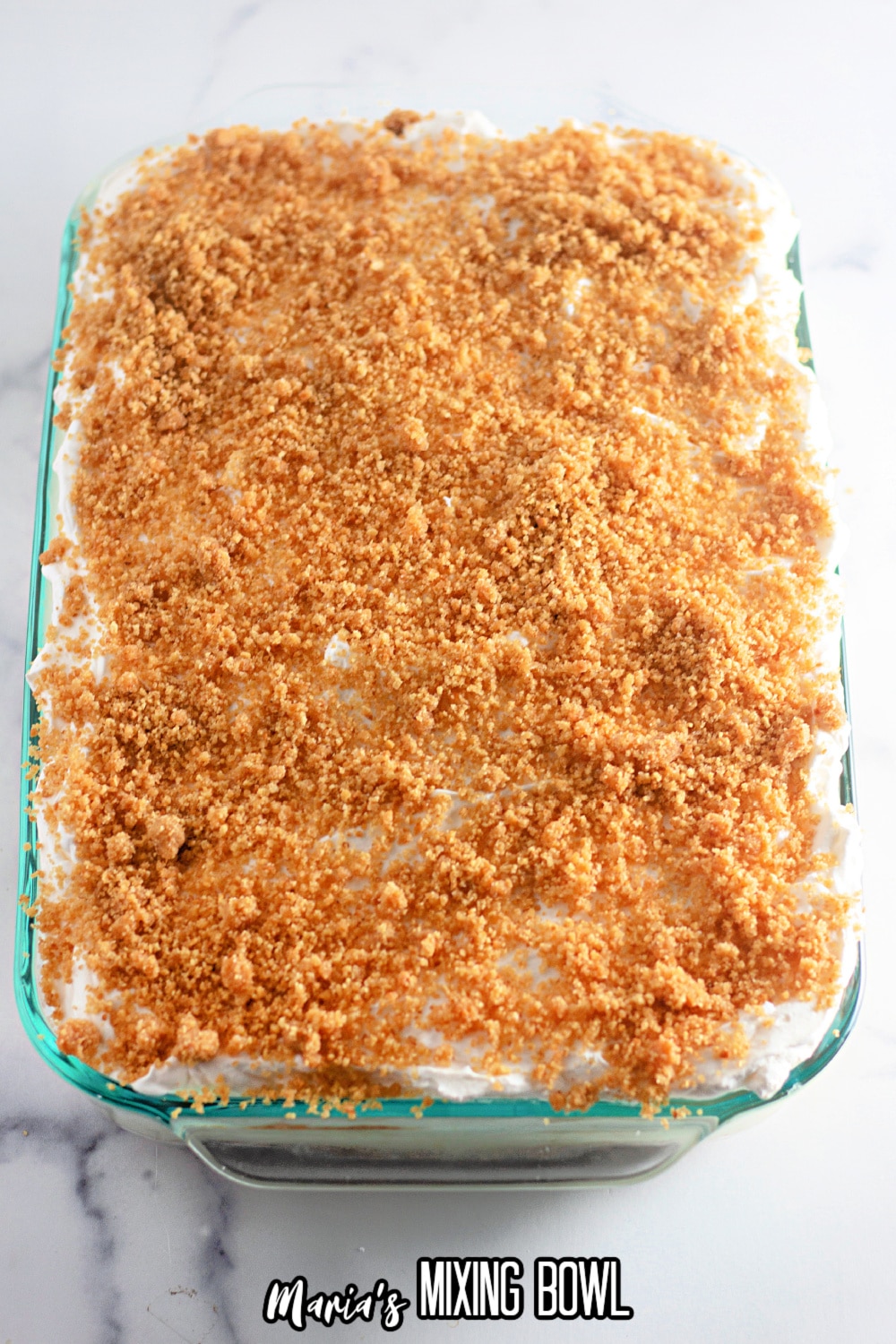 graham crackers being sprinkles on top of the dessert