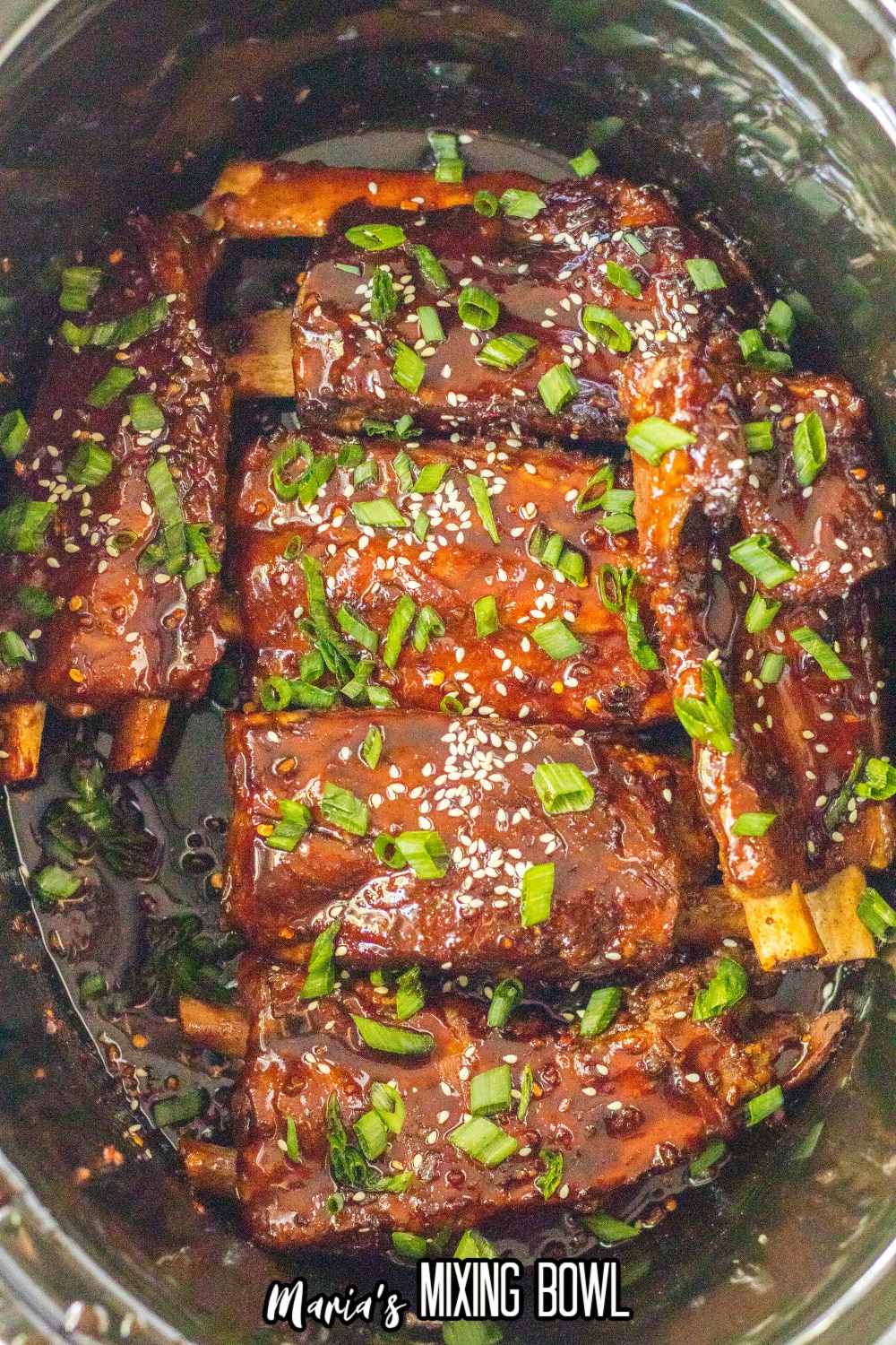 finished chinese spare ribs in a slow cooker liner