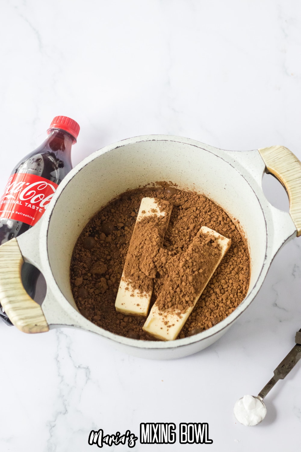 butter and cocoa powder in a large sauce pan