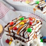 slice of ice cream sandwich cake on a white plate