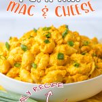 bowl of creamy pumpkin mac and cheese.